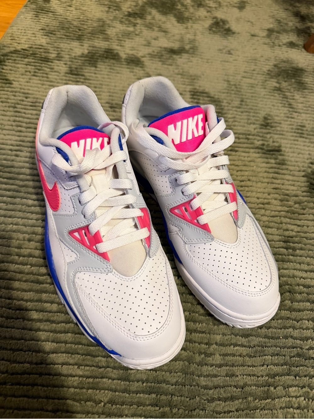 Nike White Sneakers with Pink & Blue Accents